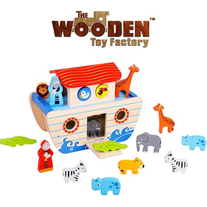 The Wooden Toy Factory - Noah's Ark Playset Wooden Shape Sorter - Educational Toy