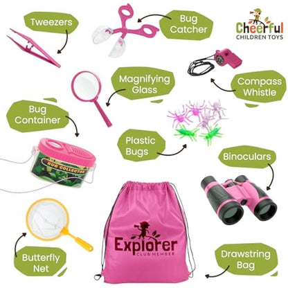Premium Kids Explorer Kit with Extra Sturdy Accessories for 3-7 Year Olds -Bug Hunting Costume Hat Vest boys girls Outdoor Backyard Safari Nature Zoo Keeper STEM Educational