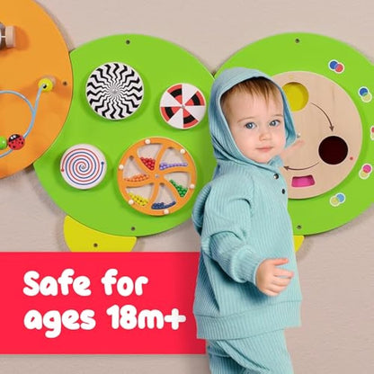 SPARK & WOW Caterpillar Activity Wall Panels | Ages 18m+ | Montessori Sensory Wall Toy | 6 Activities | Busy Board | Toddler Room Decor