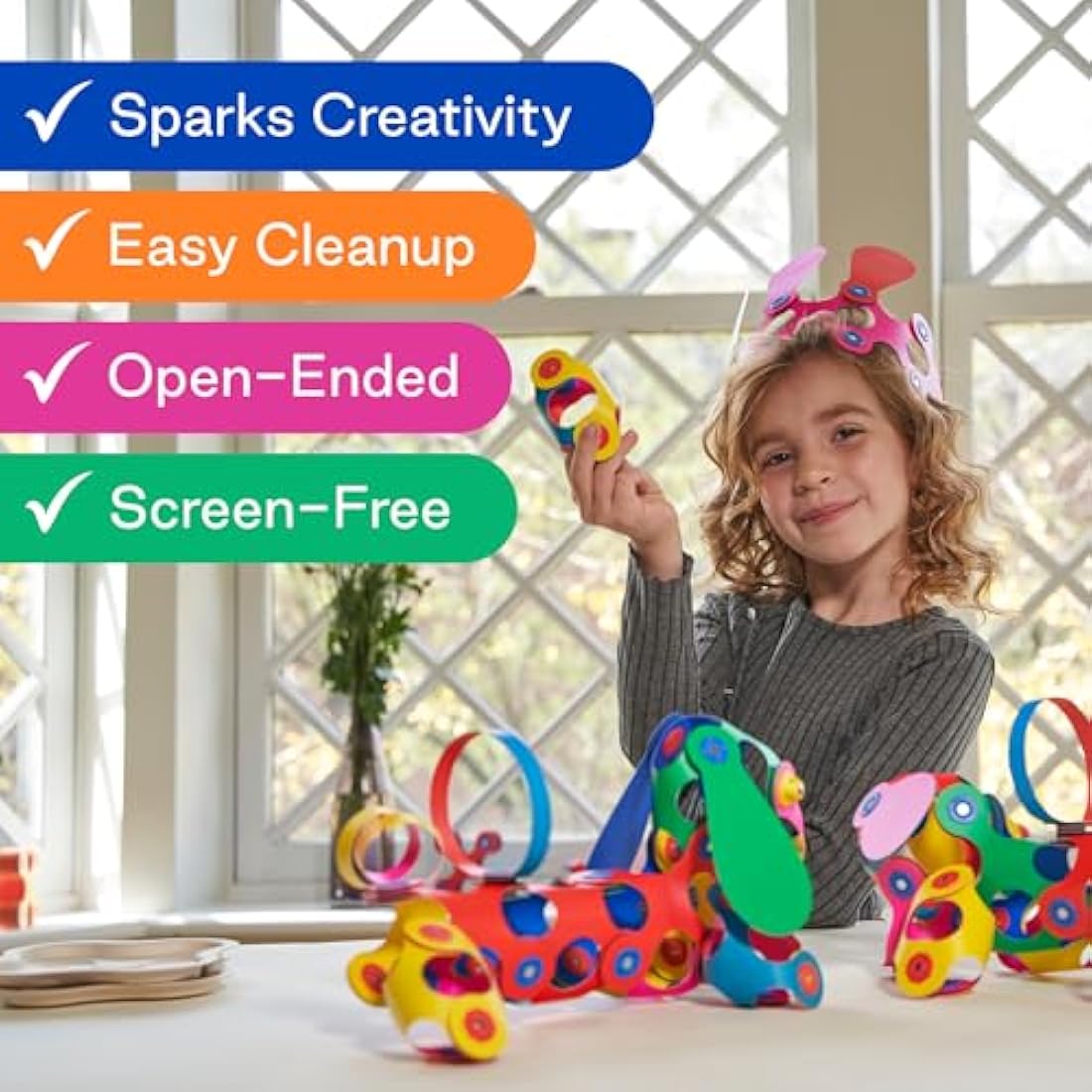 Clixo Super Rainbow 60 Piece Pack - A Creative, Travel Friendly Magnetic Building Toy, Flexible Design for Hours of Fun Creative Play, Great gift for Curious Kids, Ages 4-99