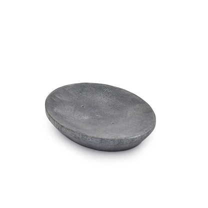 Indus Lifespace Handmade Indian Stone Soap Dish - Grey Soapdish - Bathroom Accessories for Sink, Tub or Shower - 12.7cm x 10.16cm