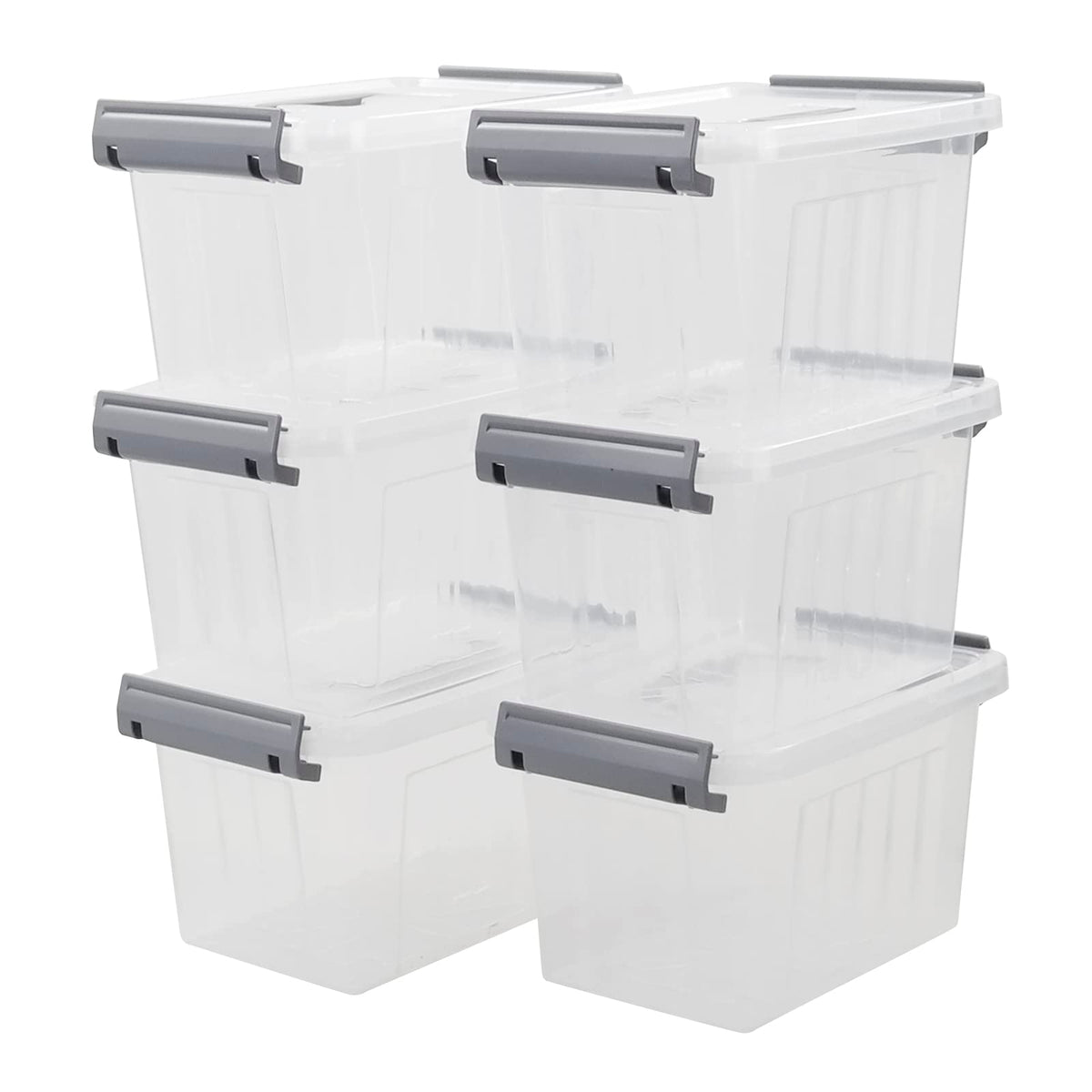 Hespama 6 Pack 3 L Small Storage Boxes with Lids, Clear Lidded Storage Box