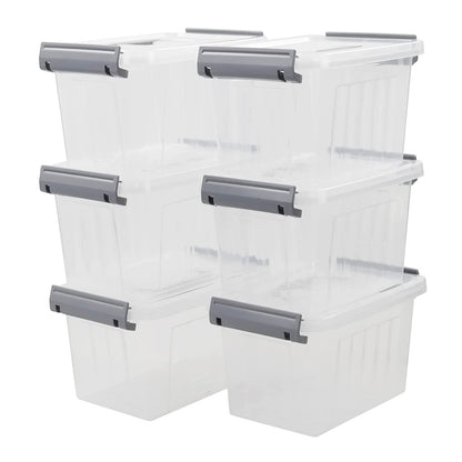 Hespama 6 Pack 3 L Small Storage Boxes with Lids, Clear Lidded Storage Box