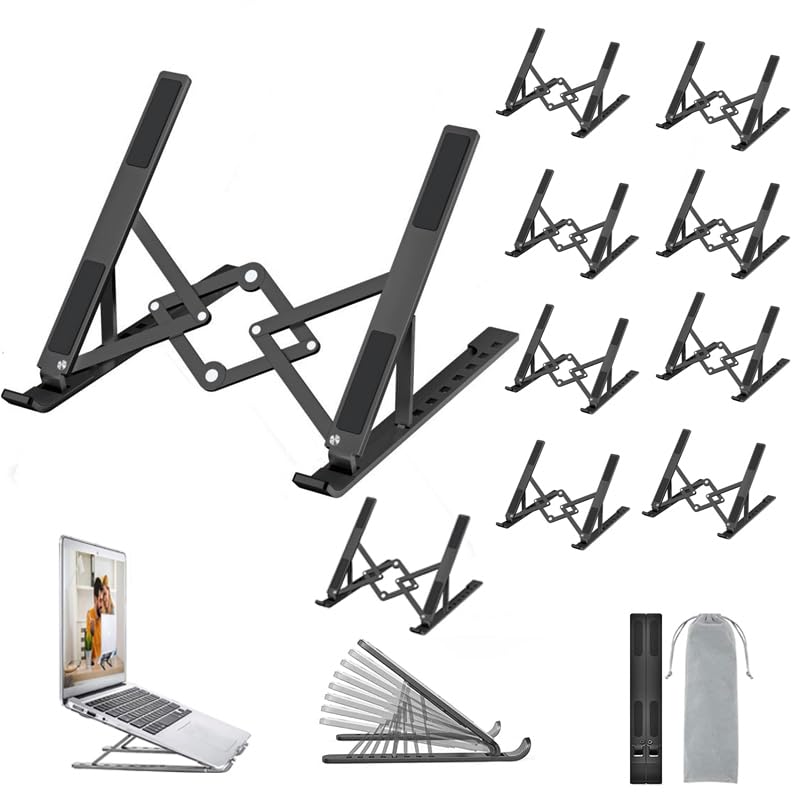 OUGEP Laptop Stand For Desk, 8 Levels Height Adjustable Aluminum Laptop Portable, Compatible with MacBook Air/Pro, HP, ASUS, Dell