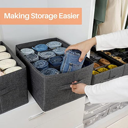 EASEVE Wardrobe Organiser Clothes Storage Boxes - 12 Cell Foldable Closet Shelf Drawer Dividers for Cupboard Organizer, Stackable Clothing Box for Jeans, Trouser, Pants, T-shirt, Sweater 1 Pack