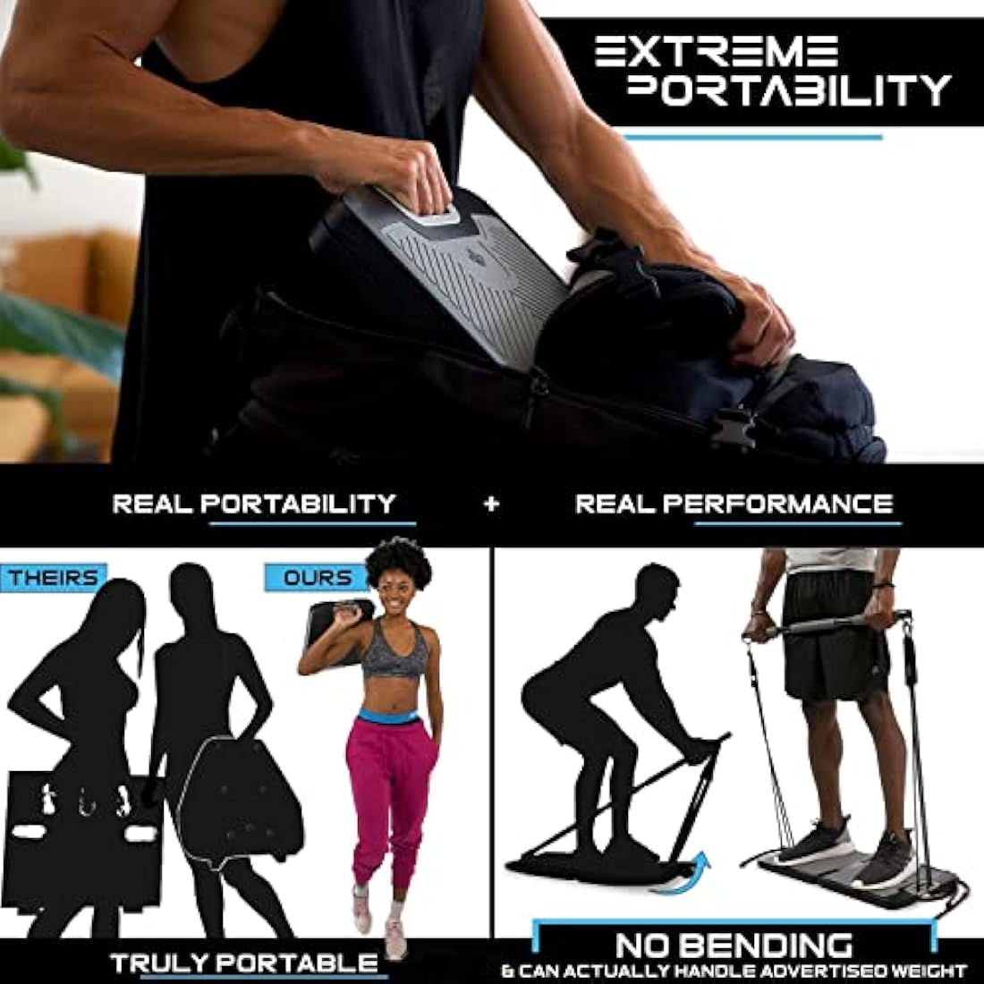 EVO Gym Tragbares Krafttrainingsgert fr zu Hause, Fitnessstudio; All-in-One-Fitnessstudio; Widerstandsbnder, Basis hlt Turnstange und Griffe fr Reisen | Tragbares Fitness- und