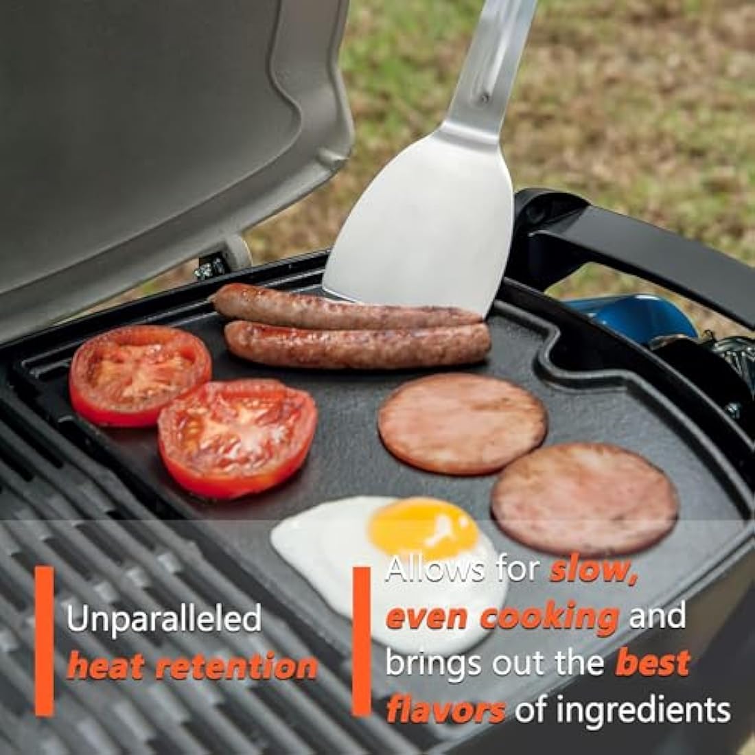 GFTIME 6558 32 x 21.8cm Cast Iron Grill Griddle for Weber Q100, Q120, Q140, Q1000, Q1200, Q1400, Baby Q Series Grills, Cooking Grillplate Accessories for Weber Q100/1000 Series Gas Grills, 1 Piece