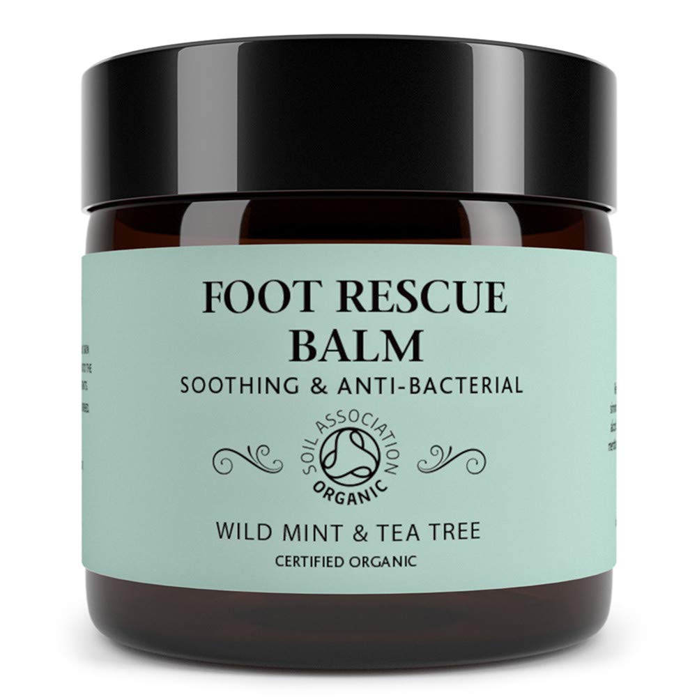 Rescue Foot Balm for Cracked Heels, Dry Skin, Anti-fungal Vegan Organic Repair Cream for Athletes Foot Treatment, Diabetics, Mint & Tea Tree