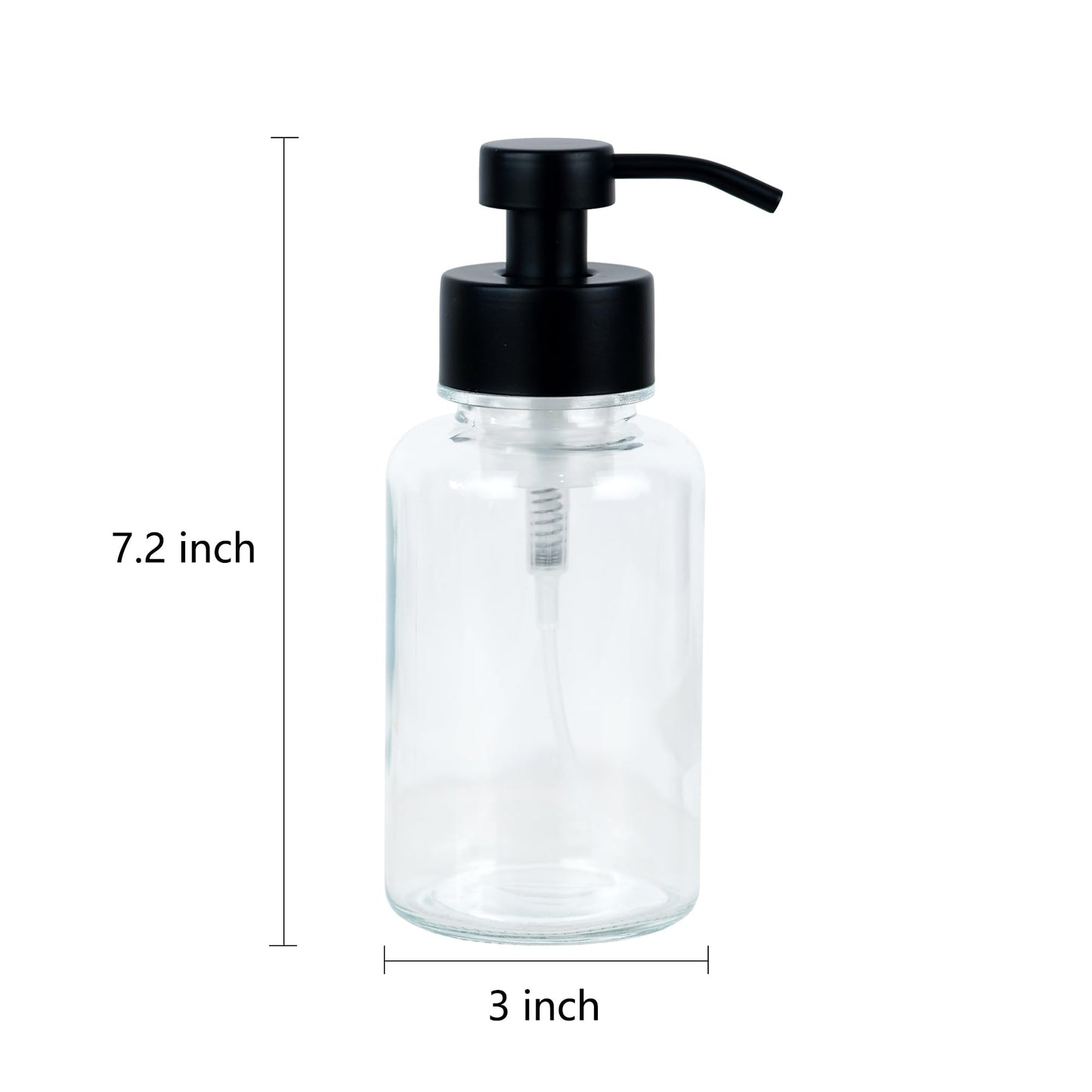 SDlumeiy 15 oz Amber-Tinted Thick Glass Foaming Soap Dispenser, Refillable Foaming Soap Dispenser with Black Rust-Proof Foam Pump