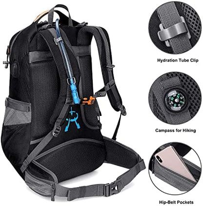 G4Free Hiking Backpack 50L Waterproof Backpack with Rain Cover for Mountaineering Travel Camping Trekking Outdoor Sports for Men Women