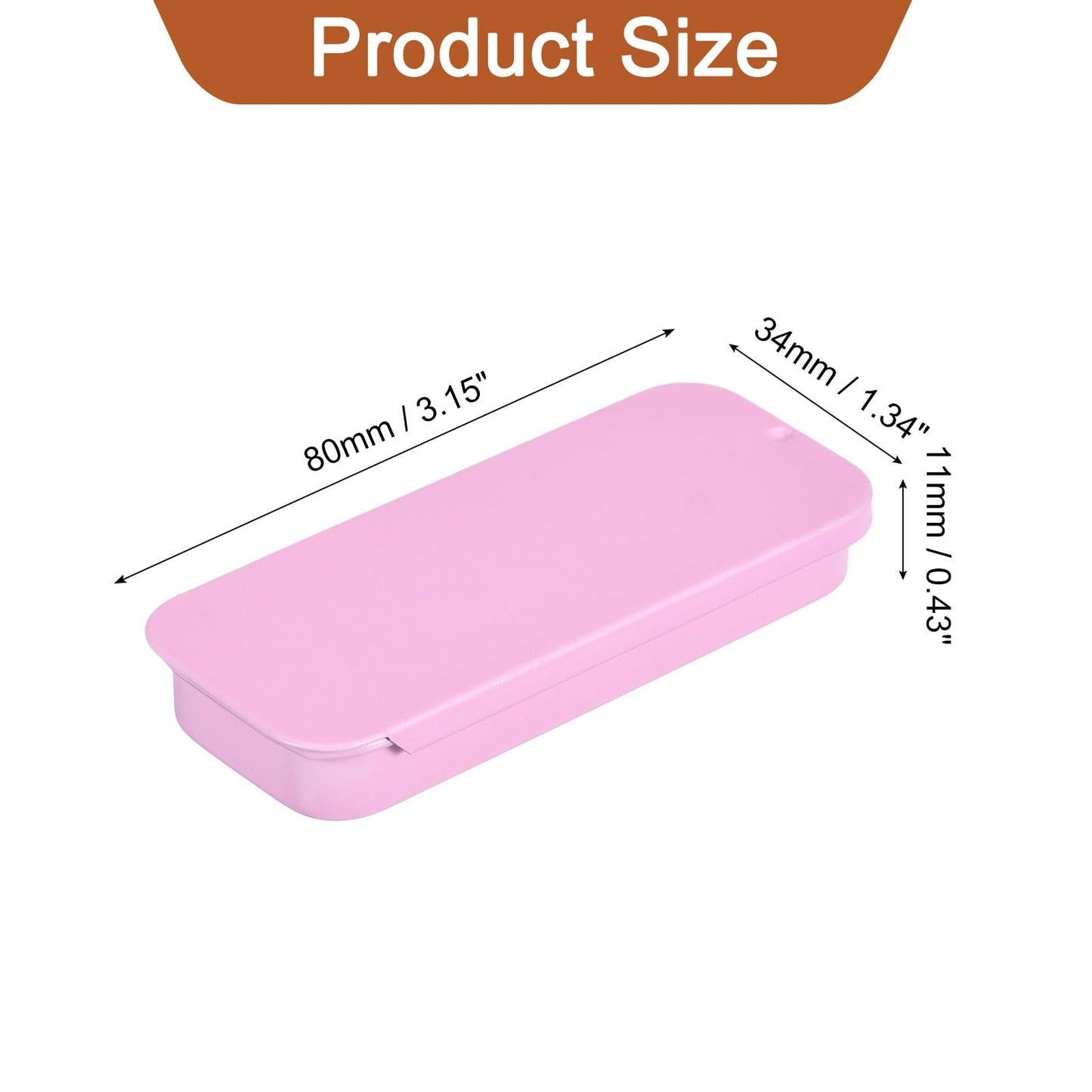 sourcing map 4 Pcs Metal Tin Box Container, 3.1x1.3x0.4 Inch Slide Top Tin Containers Empty Rectangular Storage Box Portable Mini Tin Case for Candy