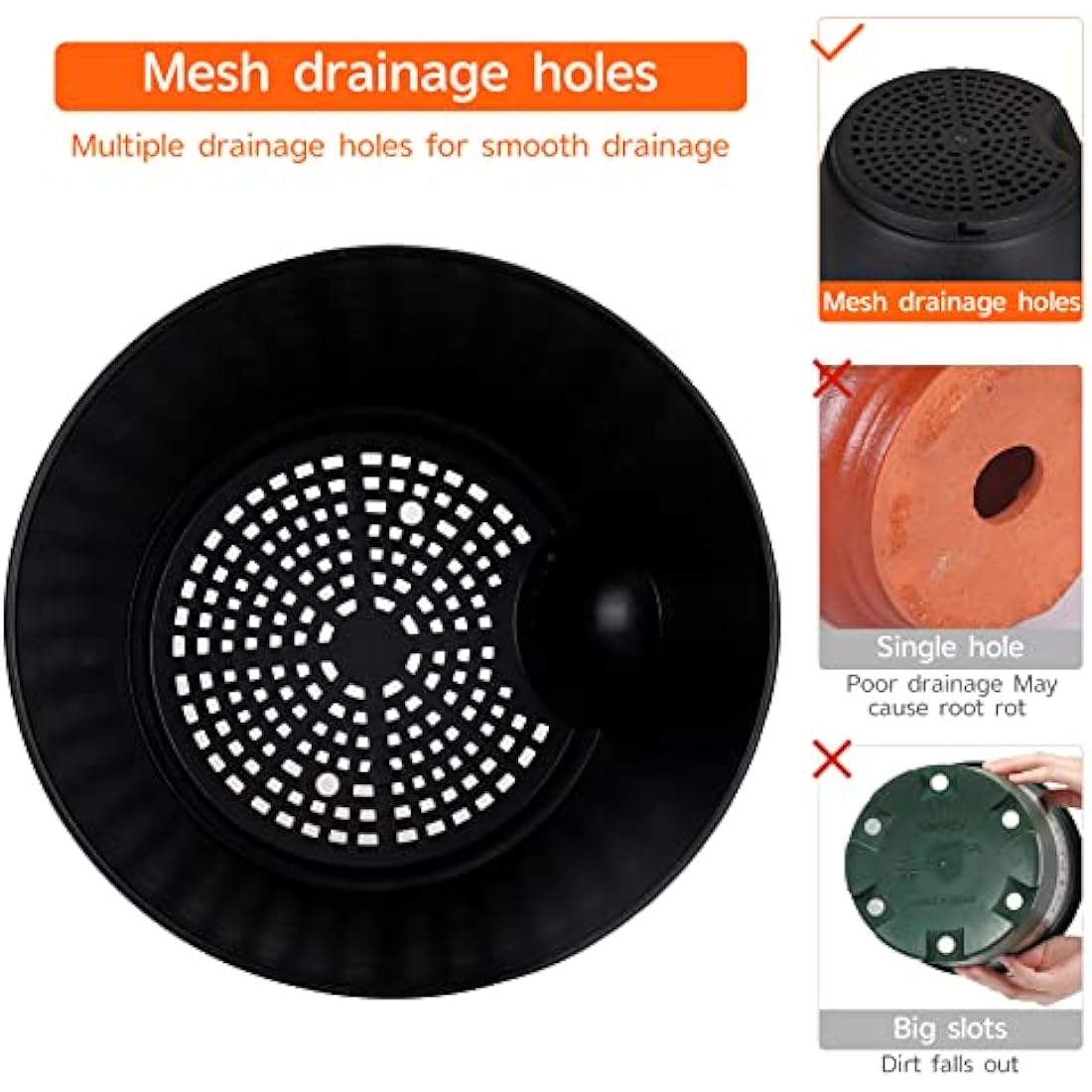 CSYY Plant Pots Indoor, 7Pack Plastic Plant Pots 20.3/19/17.7/16.5/15.2/14/12.7cm, Flower Pots Outdoor Self Watering Plant Pot with Drainage Holes Tray, Plastic Planter for Garden House Plants(Black)