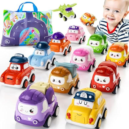 SYHLN Toys for 1 Year Old Boys Gifts,12 Pcs Baby Boy Car Toys Pull Back Cars, Easter Gift for Childrens Toddler Toys Age 1-3 Years,Birthday Gift for Girls
