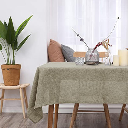 Deconovo Rectangle Tablecloth Faux Linen Water Resistant Table Cloth for Dinning 52x70in(132x178cm) Linen