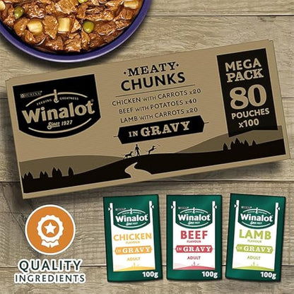 Winalot Meaty Chunks Mixed in Gravy Wet Dog Food 80x100g