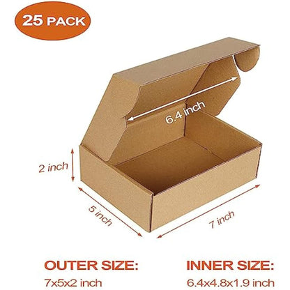 RLAVBL 25 Pack 178x127x51 mm (7x5x2 in) Shipping Boxes Small Brown Corrugated Cardboard Box for Packing Mailing