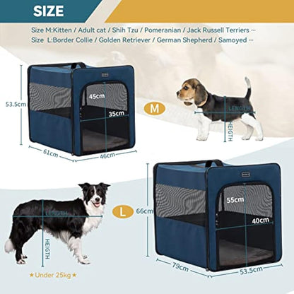 Petsfit Dog Travel Crate Lightweight Dog Crate,Portable Dog Crate,Foldable Fabric Extra Large Dog Crate with Fleece Mat, Blue