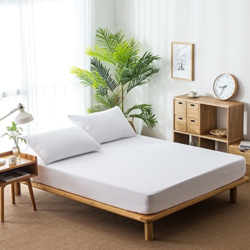 Waterproof Single Mattress Protector Single Bed Fitted Bed Mattress Cover for Bed Wetting Soft Washable Breathable Fitted Bed Sheet 30cm Deep 90x200cm