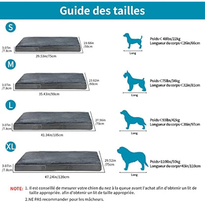 Nepfaivy Extra Large Dog Bed - Waterproof Orthopedic Mattress for Dog Crate, 120×75×7.5cm Soft Medium Bed with Removable Washable Plush Covers, Dark Grey