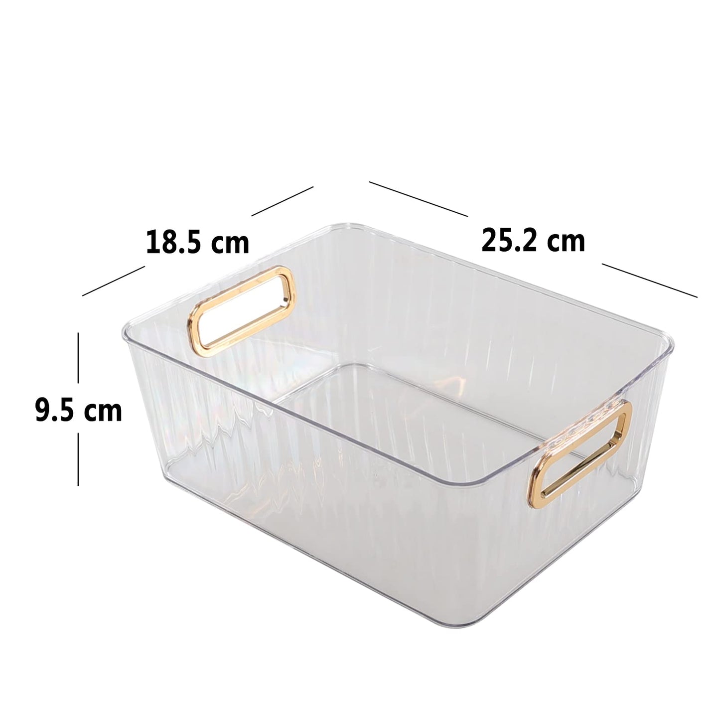 Ortodayes Clear Pantry Organiser Basket Bin, Fridge Organiser with Handles Set of 4