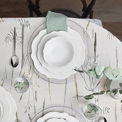 Karaca Daisy 12-Piece Porcelain Dinner Sets with Dinner & Dessert Plates, Cereal & Soup Bowls - New Generation Bone Dinnerware Sets for 4 People (White)