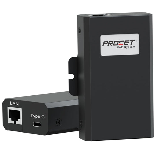 PROCET USB C PoE Splitter Gigabit up to 60W PoE to C Type Ethernet Adapter for Tablet, iPad, Eero Wireless AP, Security Camera, Laptop, Webcam