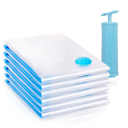 Easylife Vacuum Storage Bags Set of 6 5x Large Storage Bags 80x60cm, 1x Jumbo Bag 80x100cm and 1x Hand Pump, Airtight Duvet