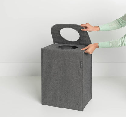 Brabantia - Laundry Bag Rectangular - Foldable Top - Quick-drop Opening - Space Efficient - Easy to Unload - Large Opening for Dirty Clothes - Pepper
