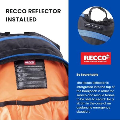 TerraWest Core Avalanche Kit,Ski Backpack Including Recco & Removable Back Protector, Hydration Bladder, Core Plus Shovel, Core 240 cm Quick Lock Probe, Backcountry Skiing, Snowboarding (Blue)