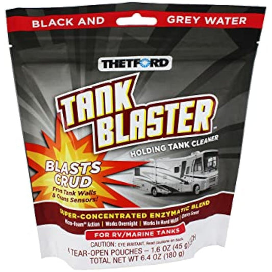Thetford Tank Blaster - Level Sensor Cleaner - Black & Grey Waste Water Holding Tanks & Portable Tanks Cleaner - 4 x 1.6 oz Packets Thetford - 96527,White