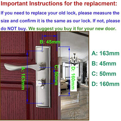 Qrity Door Handle Lever, Euro Lever Lock, Cylinder, 3 Copper Keys, Zinc Alloy