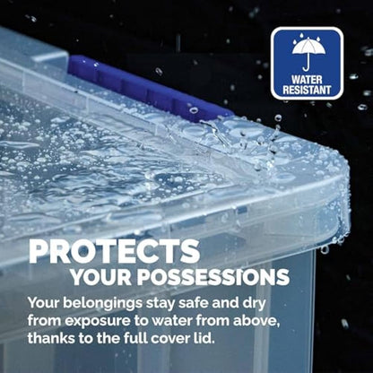 BANKERS BOX 10L Plastic Storage Boxes with Lids. ProStore Super Strong Plastic Storage Boxes (14 x 34 x 21.5cm), Made in the UK, Clear