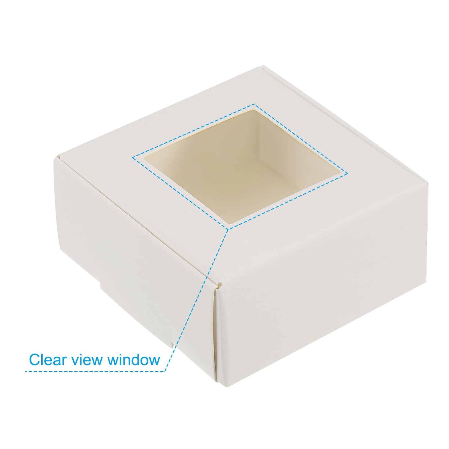 PATIKIL 2.5"x2.5"x1" Paper Soap Box with Window, 30 Pack Homemade Soap Boxes Square Presents Packaging Boxes for Birthday Christmas DIY Craft, White
