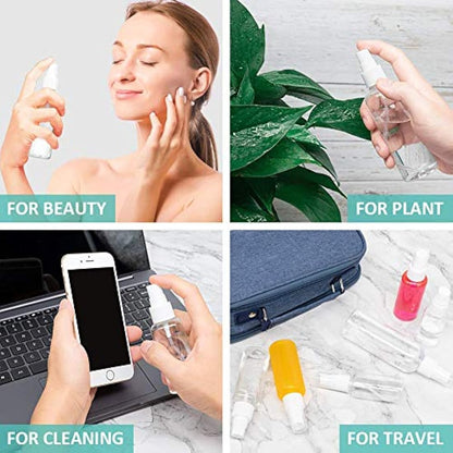 USSJ Spray, 1.69oz/50ml 3.38oz/100ml Clear Empty Fine Mist Plastic Mini Travel Bottle Set, Small Refillable Containers with Labels (3pcs 50ml), Pet