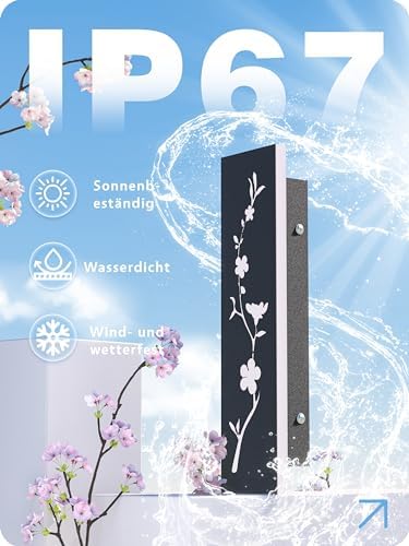 Led Long Wall Light Black 115cm Outdoor Wall Light 36W IP67 Waterproof Villa Wall Lamp 3000K Peach Blossom Design Long Wall Lights Outdoor Walls Gardens Porch Stairs Terraces Lighting