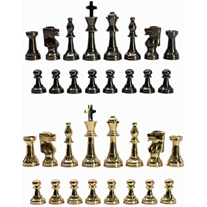 StonKraft Brass Chess Pieces Pawns Chessmen Chess Coins Figurine Pieces - 3" Inches - Staunton