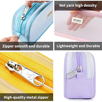 KALIDI Clear Pencil Case Large Pen Bag Stationery Pouch Cosmestic Make up Bag for Student School College Office