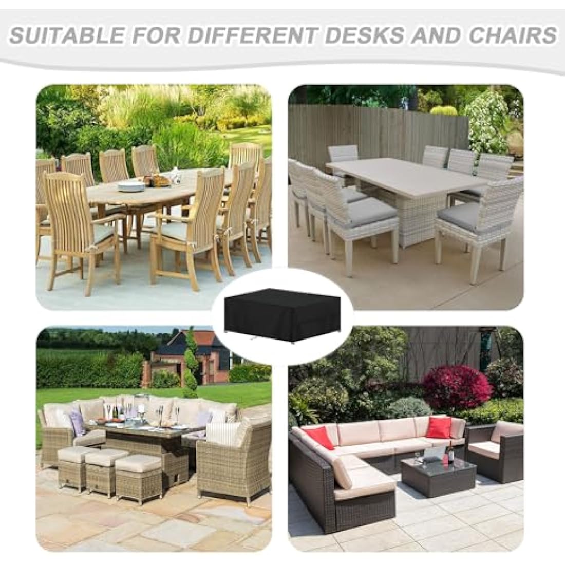 SIMPHAUS Large Garden Table Cover 220x130x85cm Outdoor Furniture Covers Waterproof Rattan Garden Furniture Covers for Outside Garden Furniture,Garden Sofa Cover with Straps,Anti-UV 420D Oxford Fabric