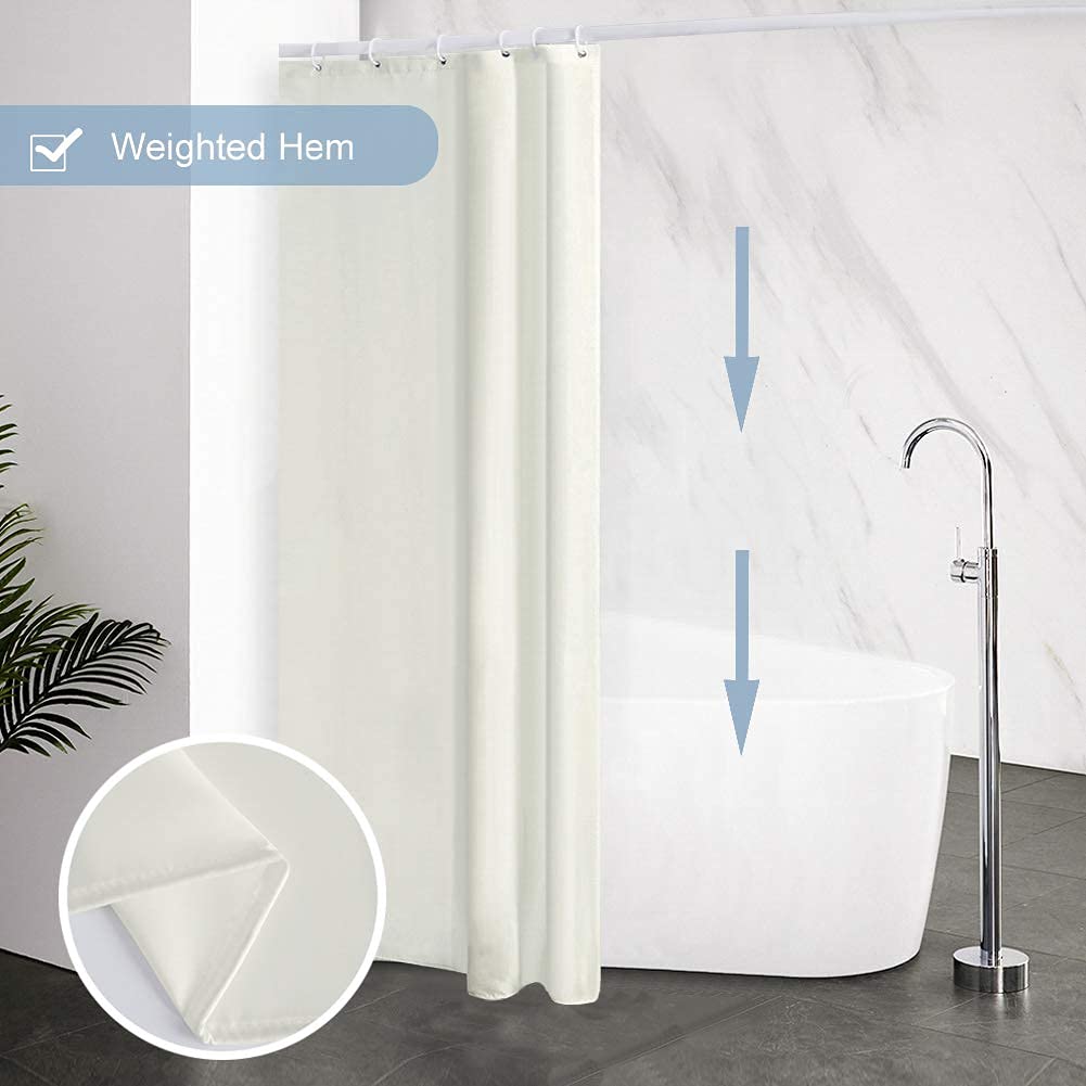 Furlinic Waterproof Shower Curtain Mould Proof Weighted Hem Beige 100×200cm