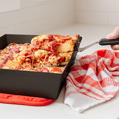 Chef Pomodoro Detroit Style Pizza Pan, 14 x 10-Inch (35.5 x 25 cm), Hard Anodized Aluminum, Pre-Seasoned Bakeware Kitchenware