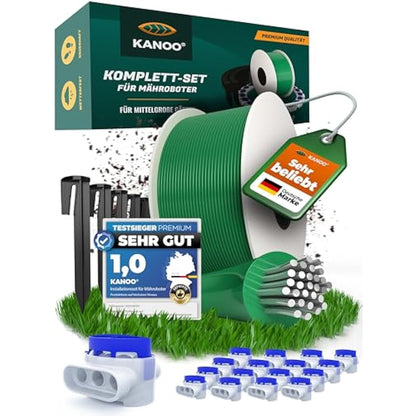 Robotic Lawnmower Boundary Cable Set - Cable + Pegs + Cable Connector + Connection Clamps - Complete Set for All Brands - Robotic Lawnmower Installation Kit for First Installation