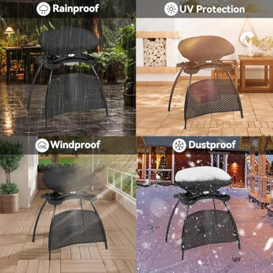 Onlyfire BBQ Gas Grill Cover fit for Weber Baby Q, Q200 Q220 and Q2000 Gas Grills,Black