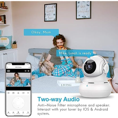 litokam Security Camera Indoor, Little elf 2K Cameras House Security with APP, Baby Monitor with Motion/Crying Detection, WiFi Camera with 2-Way Audio (White, 2Pack-2.4GHz)
