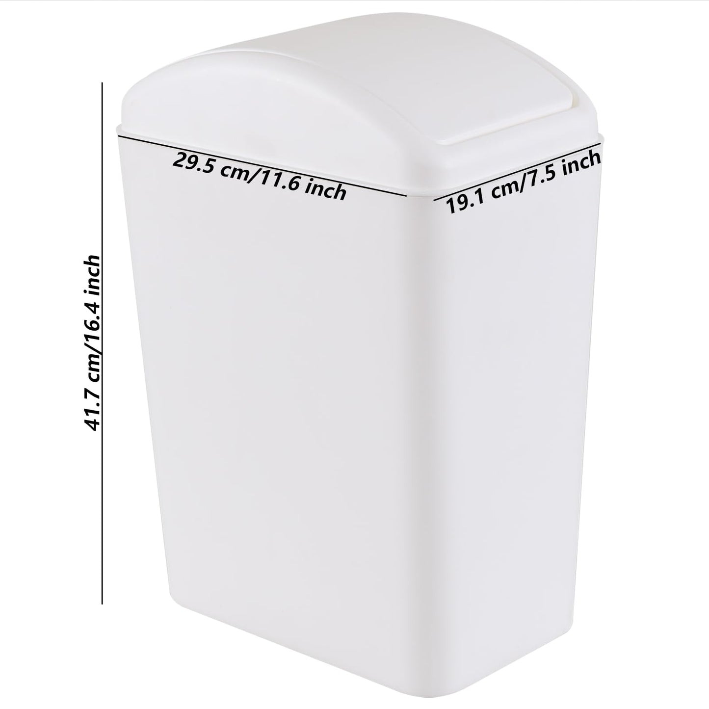 Afromy 15 L Swing Top Trash Can, Slim Kitchen Waste Bin