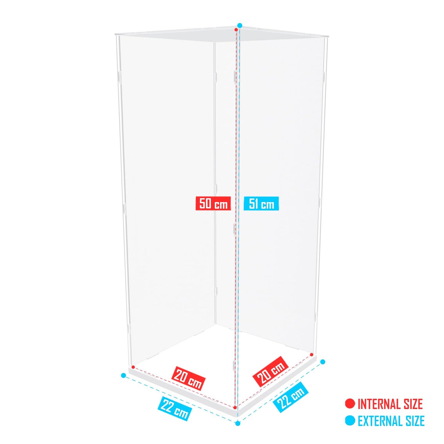 Nynelly 50 cm Tall Acrylic Display Case for Lego Statue of Liberty 21042 for Models Figures Dolls