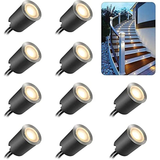 SMY Lighting 10Pack Decking Lights, LED Deck lights with Protecting Shell φ32mm,Warm White Deck Lighting IP67 Waterproof, 12V Low Voltage for Garden Steps,Stair,Patio,Floor,Kitchen Skirting Decoration