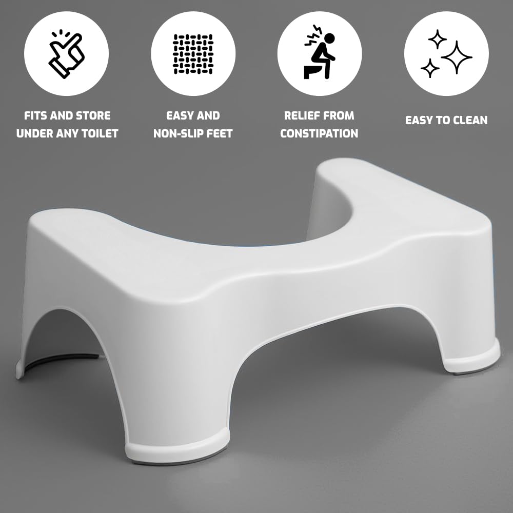 ASPIRE UK Squatting Toilet Stool 7 inch Non-Slip Bathroom Step Up Stool Relieves Constipation, Bloating | Aligns the Colon for Faster, Easier Relief