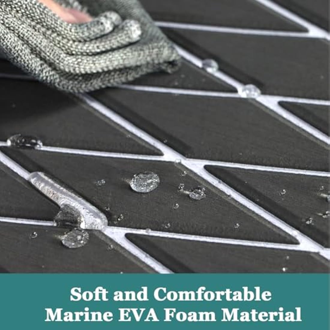 KXKZREN EVA Foam Boat Flooring Decking Sheet 6mm Thick 93.8"x43.9" Diamond Anti-slip Marine Flooring Mat Self Adhesive Deck Floor for Bass Boat Yacht Motorboat RV Cooler Tops