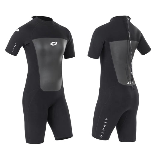 Osprey Women's Shorty 3 mm Summer Wetsuit, Adult Short Sleeve Neoprene Surfing Diving Wetsuit, Origin, Multiple Colours, S