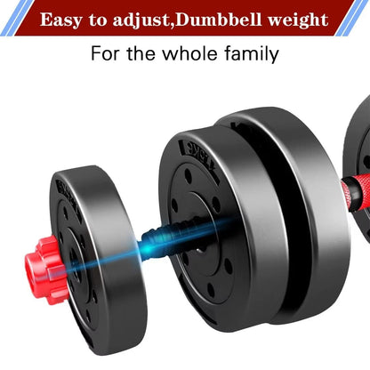 BCBIG Adjustable Dumbbell Set, 10kg, Red, PVC + Iron Sand, Home Fitness, Gym, Back Strength Training